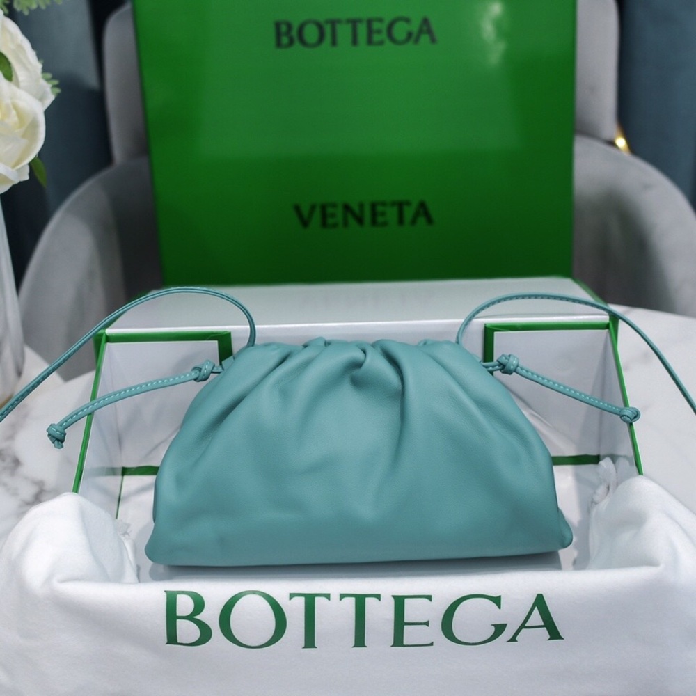 Bottega Veneta Aqua Blue Leather Pouch Shoulder Bag